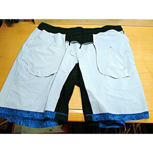 Mens Lululemon Athletica Athletic Shorts Blue Printed Elastic Waist Size XXL - Picture 10 of 11